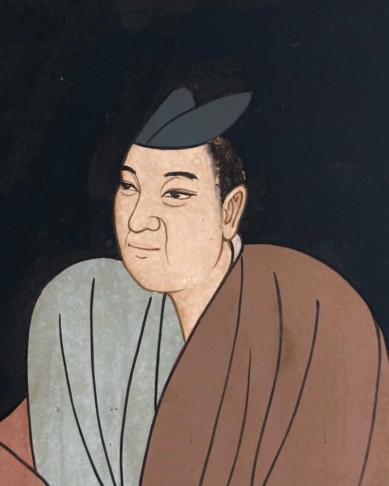 Four-panel Japanese Byōbu room divider with hunting/warrior scene