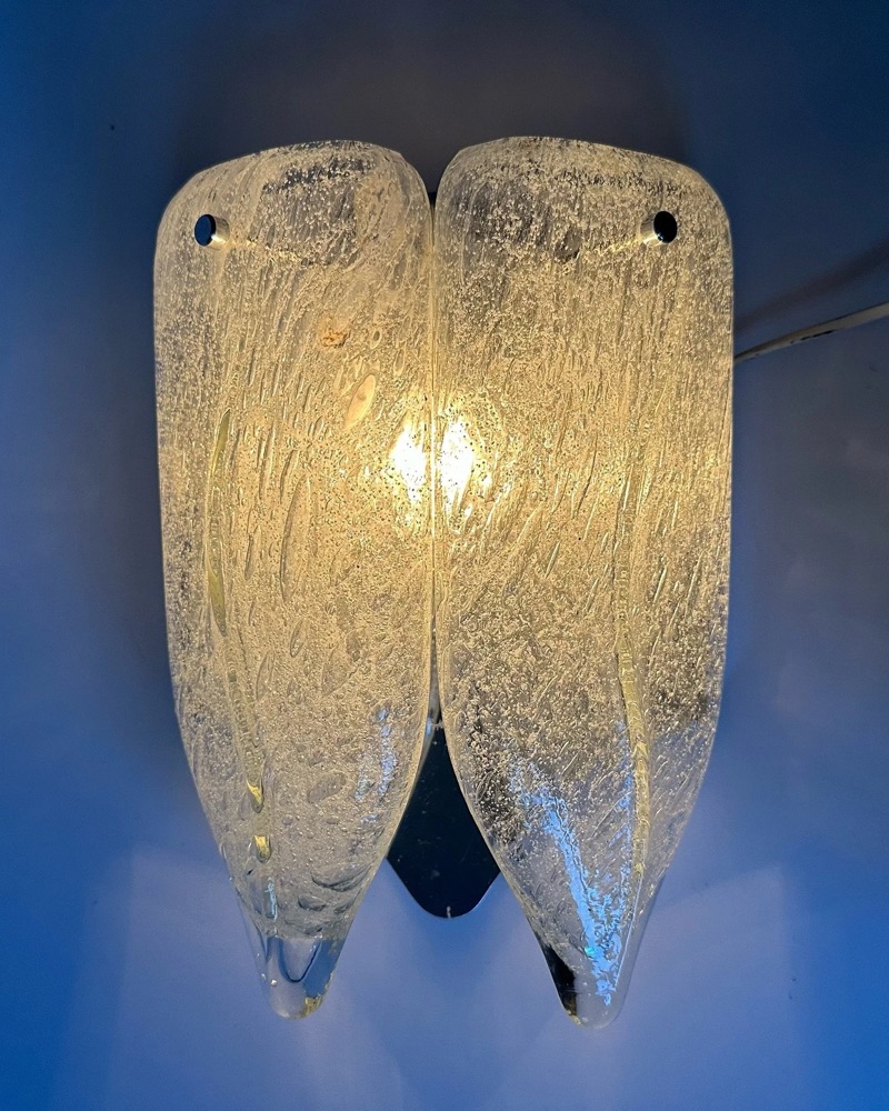 Rare 1960’s Ice glass wall lamp by Doria Leuchten