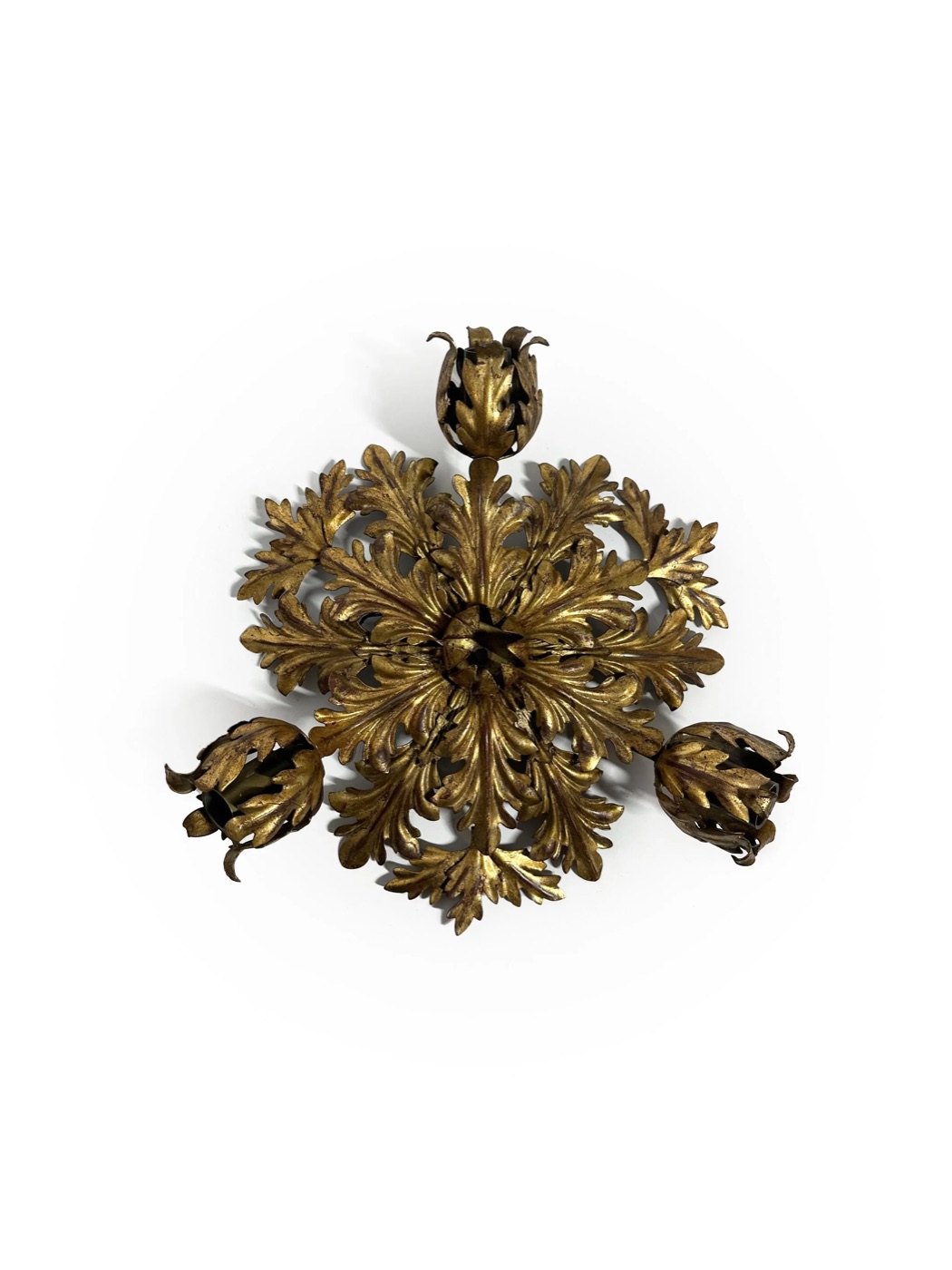 1960's gilt toleware ceiling light by Banci