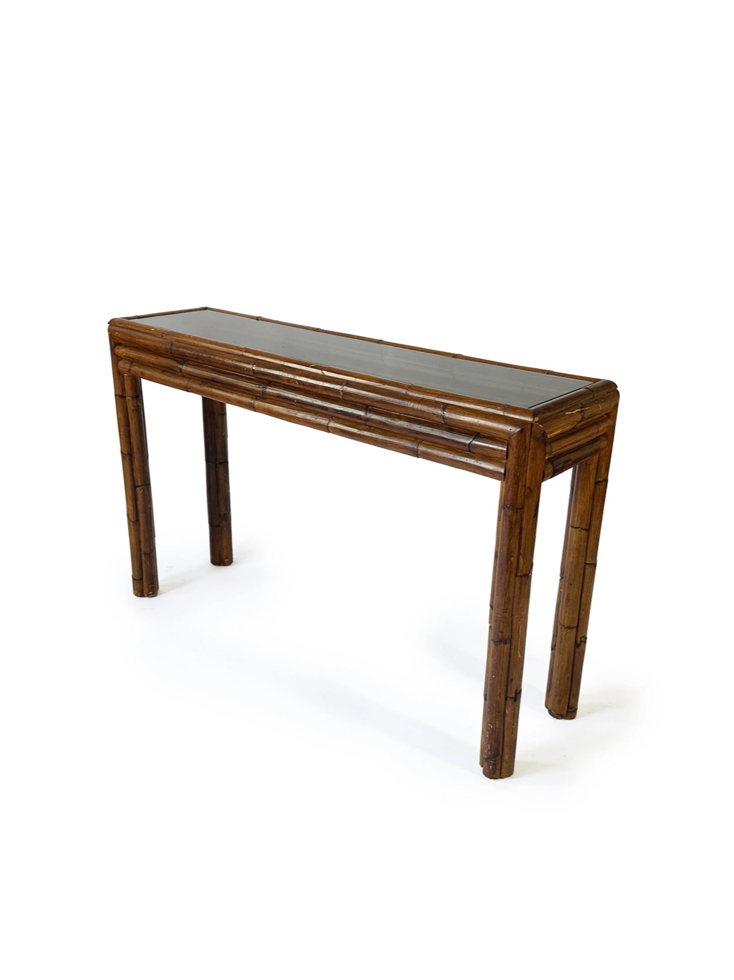 1970's Bamboo and glass console table