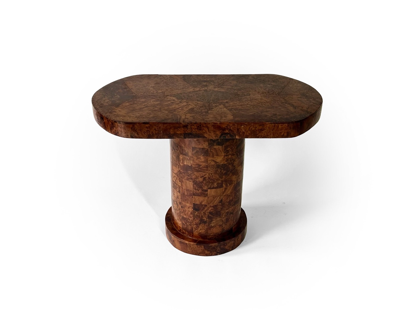 1930's tessellated burl console table