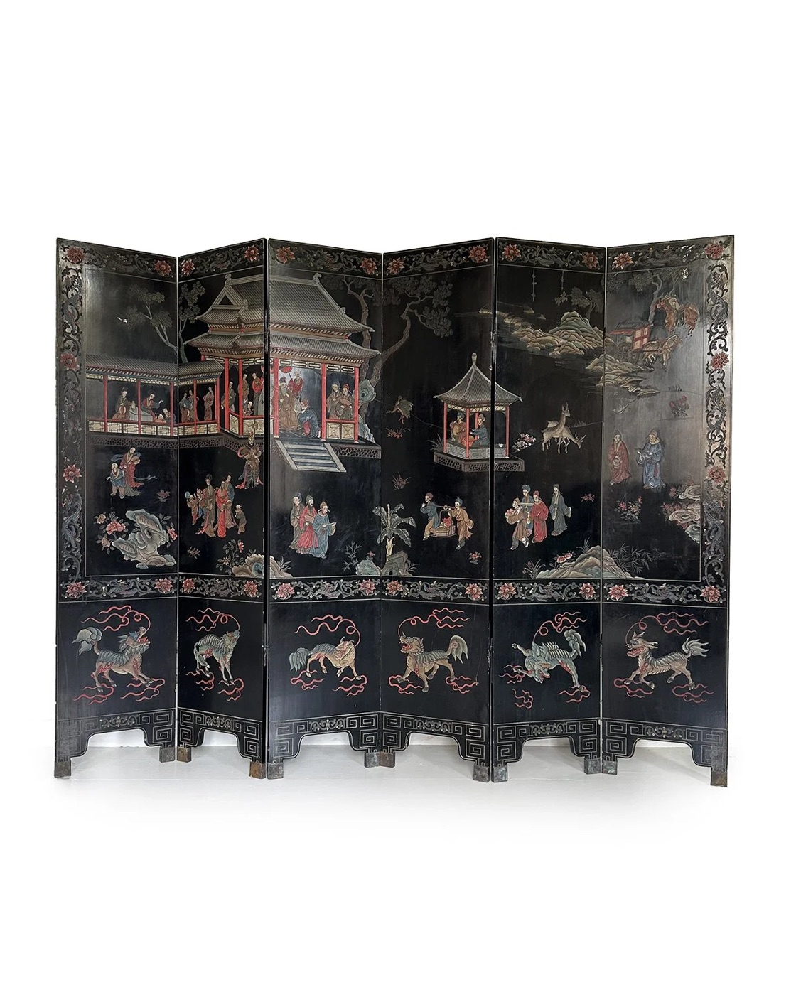 Coromandel lacquer 6-panel room divider