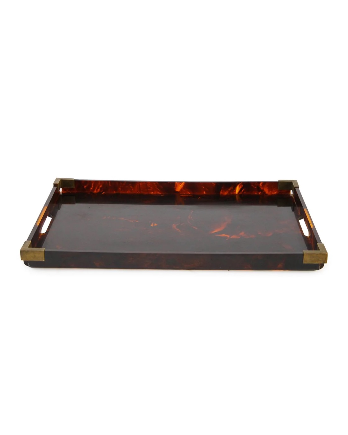 Faux tortoise and brass serving tray