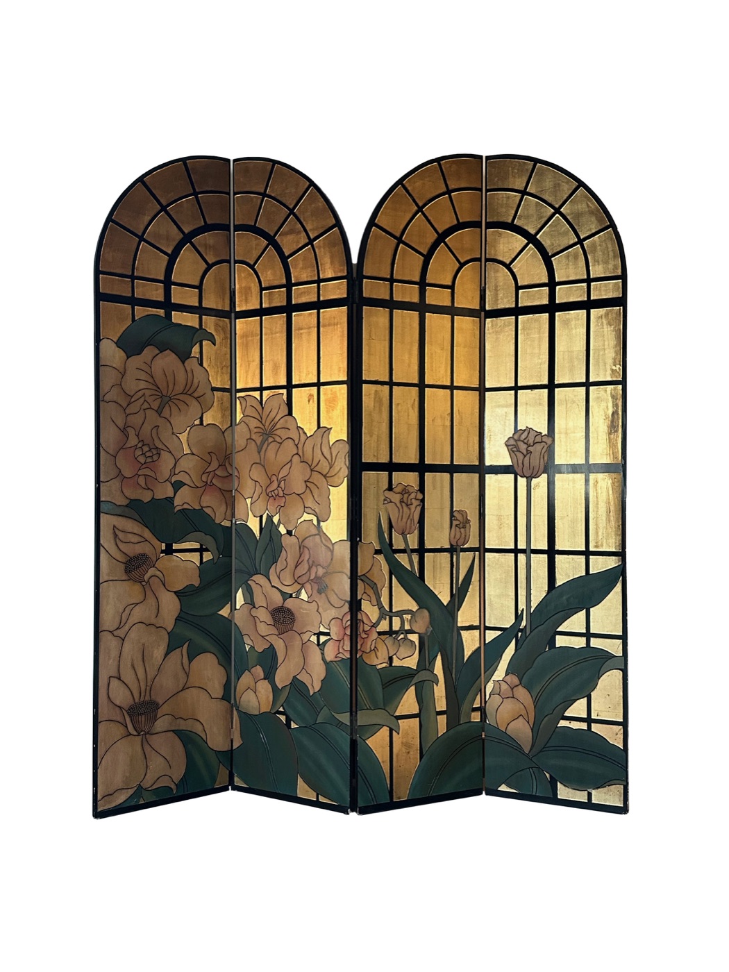 Gilt lacquer room divider by Fournier Paris, 1980's