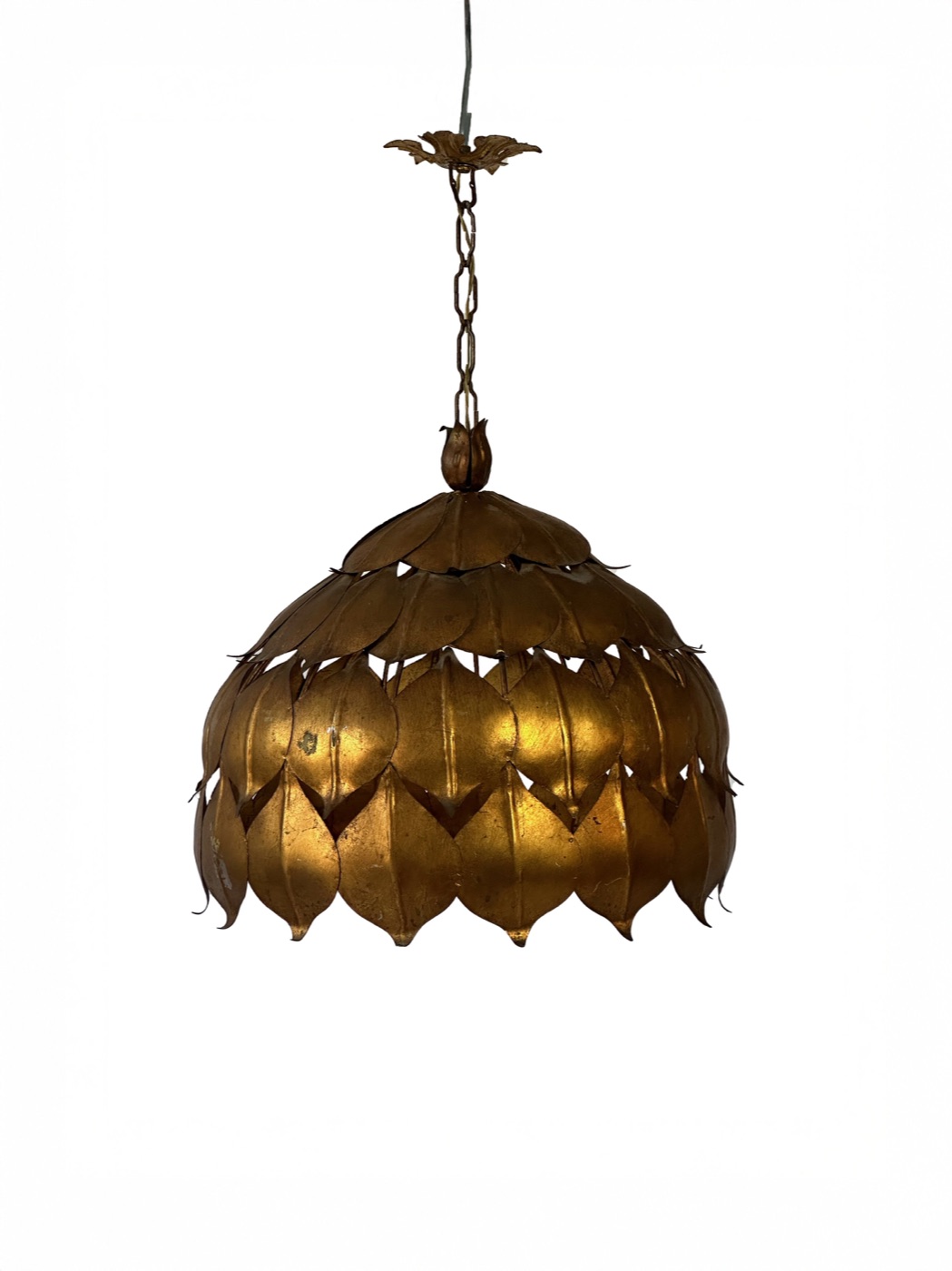 Gilt toleware ceiling lamp, 1960's