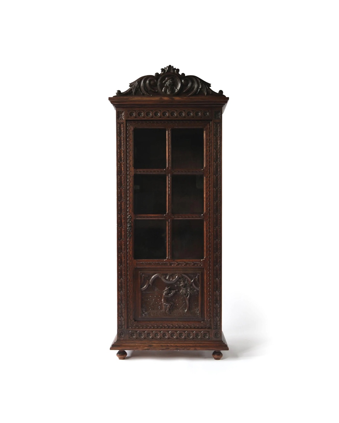 Antique Breton Chestnut display cabinet, France, circa 1880