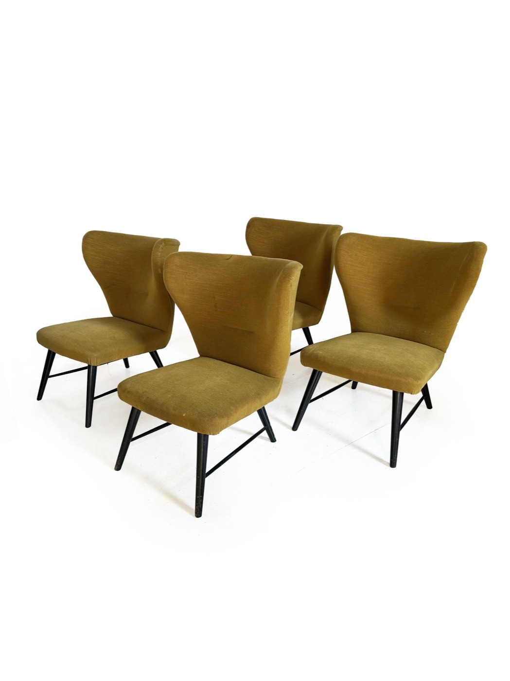 1950's Italian cocktail chair in ochre velvet