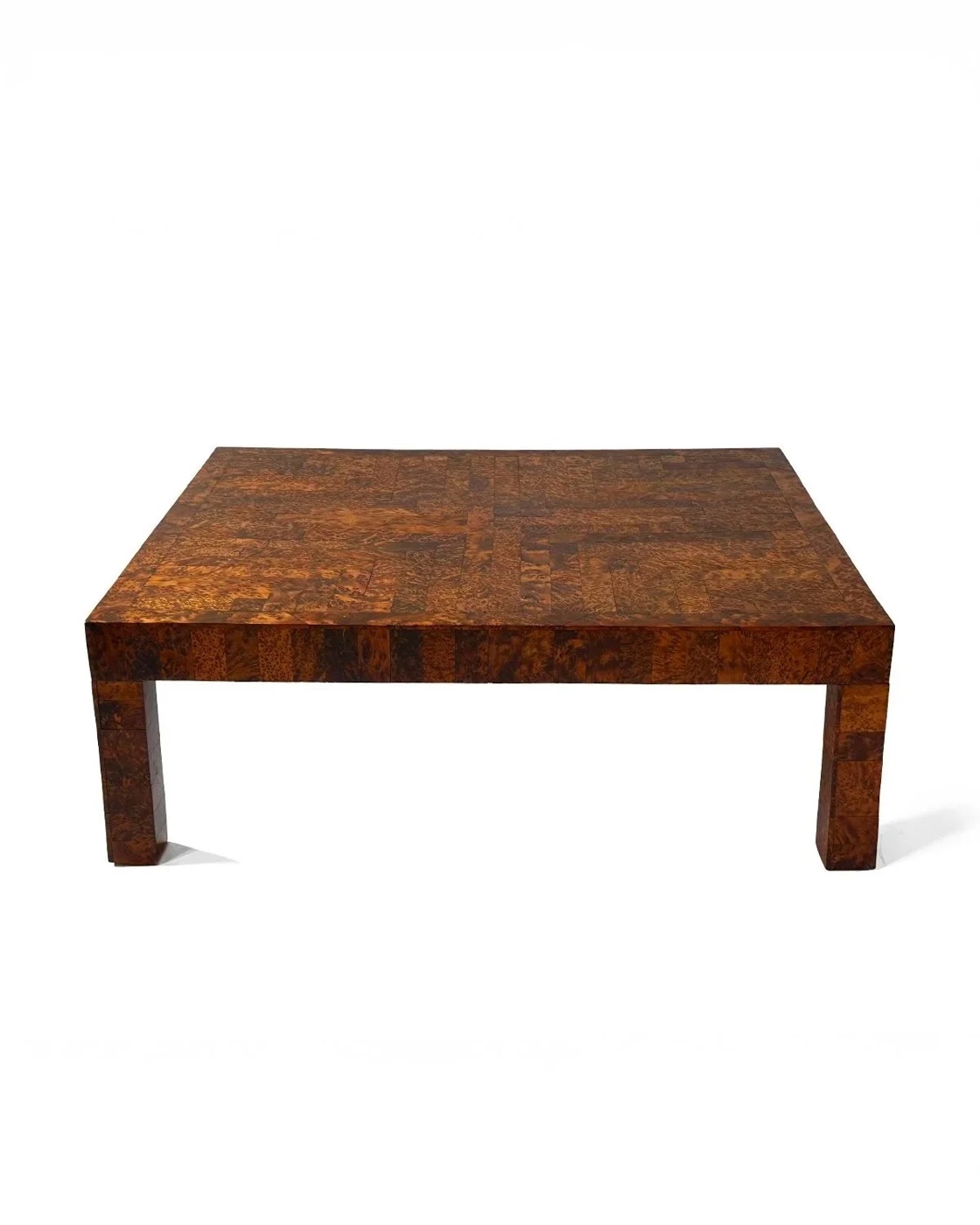 Low table in checkered burl