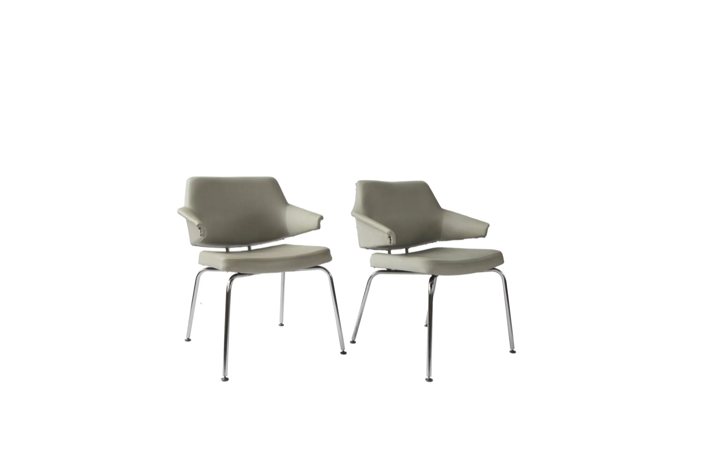 Pair of Danish conference chairs in grey vinyl