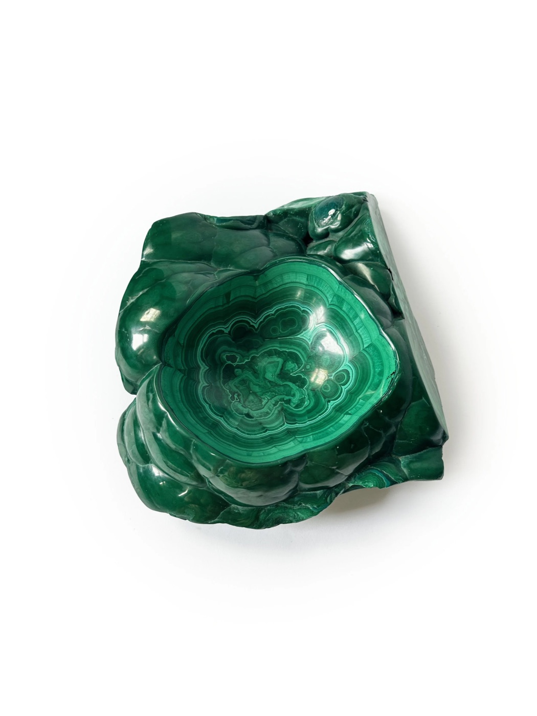 Extraordinary large pure Malachite bowl