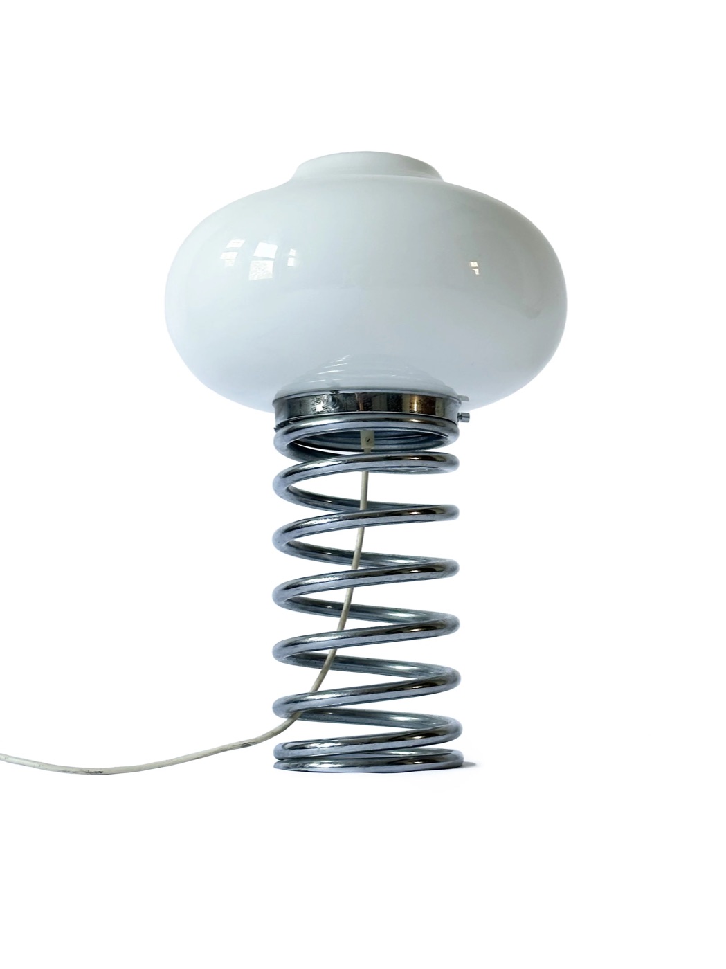 Large 1970's glass and chrome spiral lamp